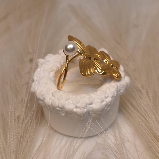 EVAMON BUTTERFLY PEARL RING